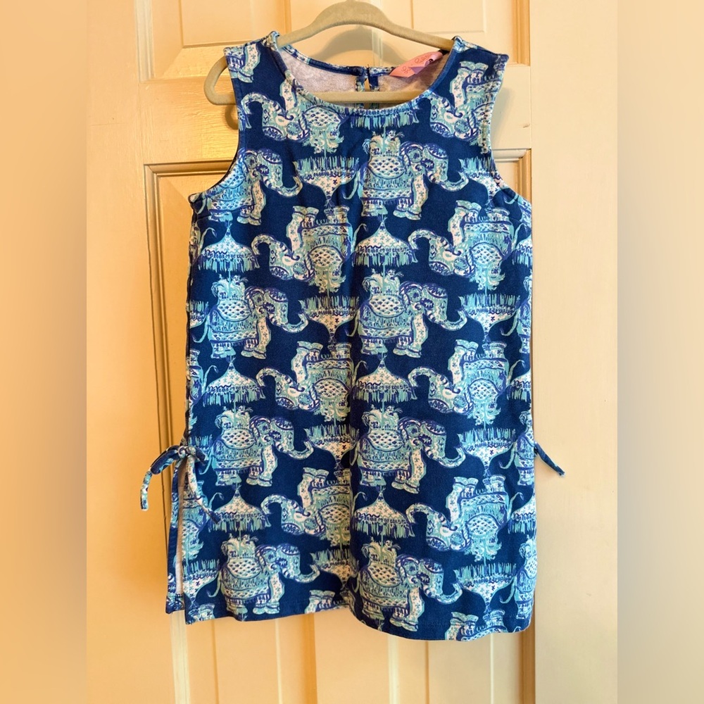 Blue and White Patterned Sleeveless Dress Lily Pulitzer with shorts swim cover